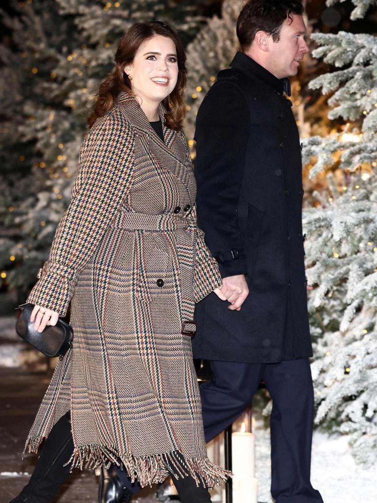 Princess Eugenie of York and her husband Jack Brooksbank are among Prince Harry’s closest family and friends. Picture: Henry Nicholls Picture: AFP