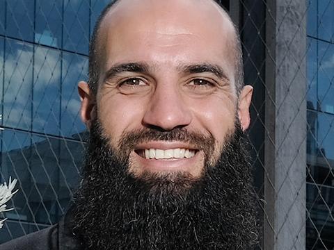 MELBOURNE AUSTRALIA - NewsWire Photos DECEMBER 14, 2021: Photo of Bachar Houli posing for a photo during the announcement  of  the partnership created to address equity and gender in the construction industry and help influence social change to drive a more inclusive and diverse workforce. Picture: NCA NewsWire / Luis Enrique Ascui