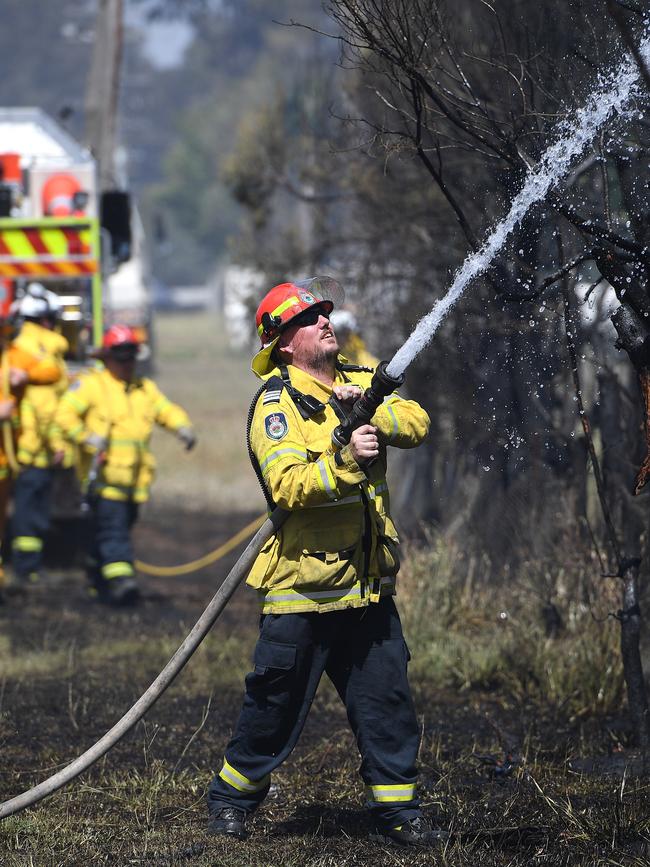 NSW Rural Fire Service crews in Llandilo, west of Sydney. Picture: Dan Himbrechts