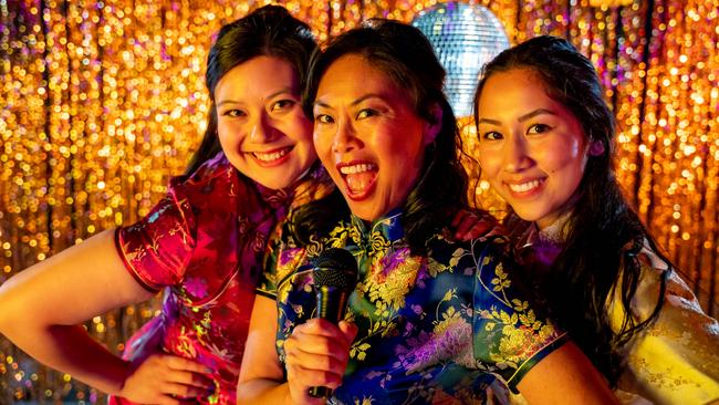 Juanita Navas-Nguyen, Fiona Choi and Elvy-Lee Quici in Single Asian Female by State Theatre Company SA. Picture: Matt Byrne, supplied