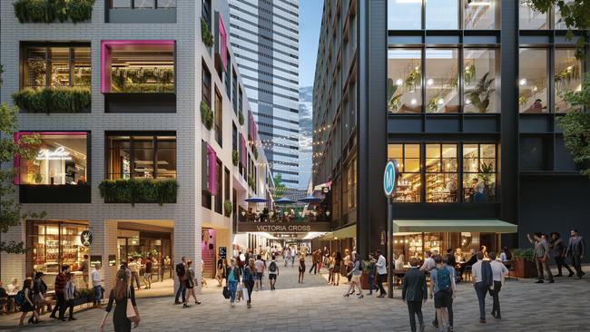 An artist’s view of Victoria Cross Station. A 42-storey commercial space will be perched on top of the station, in what will be North Sydney's tallest building.