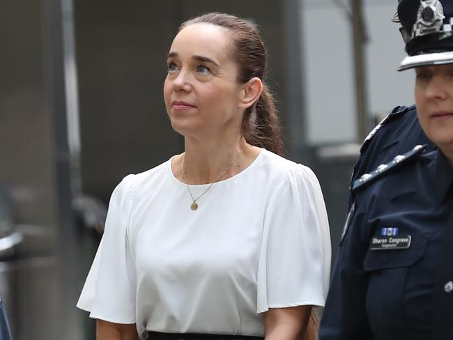 Sharron Mackenzie, the partner of Senior Constable Kevin King, arrives for Richard Pusey’s pre-sentence hearing. Picture: NCA NewsWire / David Crosling