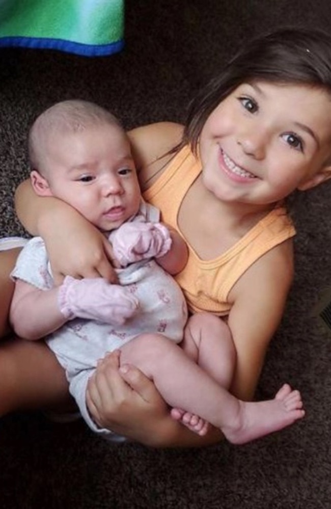 Daria, five, and Lilith, one month, are both James and Cheyenne’s kids. Picture: PA Real life