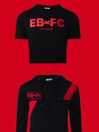 Essendon member gear has different branding with ‘EBFC’ instead of EFC.