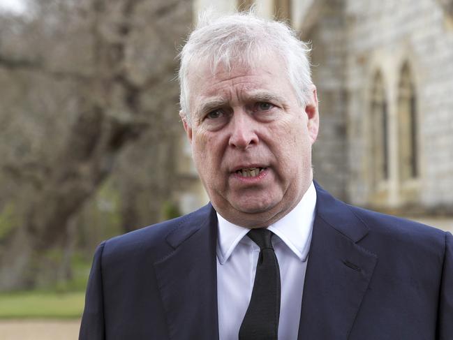 WINDSOR, ENGLAND - APRIL 11: Prince Andrew, Duke of York, attends the Sunday Service at the Royal Chapel of All Saints, Windsor, following the announcement on Friday April 9th of the death of Prince Philip, Duke of Edinburgh, at the age of 99, on April 11, 2021 in Windsor, England. (Photo by Steve Parsons - WPA Pool/Getty Images)