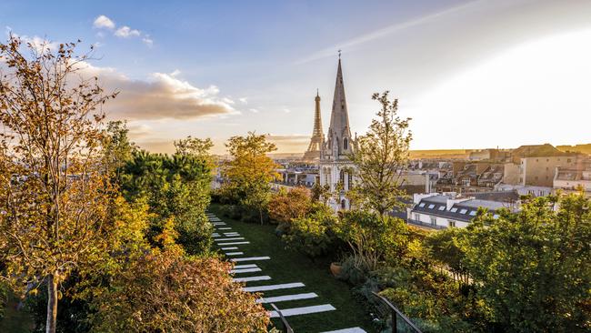 Occupying the top two floors of the Bulgari hotel, the sprawling penthouse offers unrivalled views of Paris. Picture: Tommy Picone and Francois Guillemin.