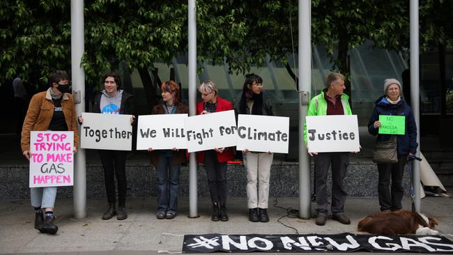 Protesters gathered outside the Federal Court on Tuesday. Picture: Tamati Smith / Getty Images