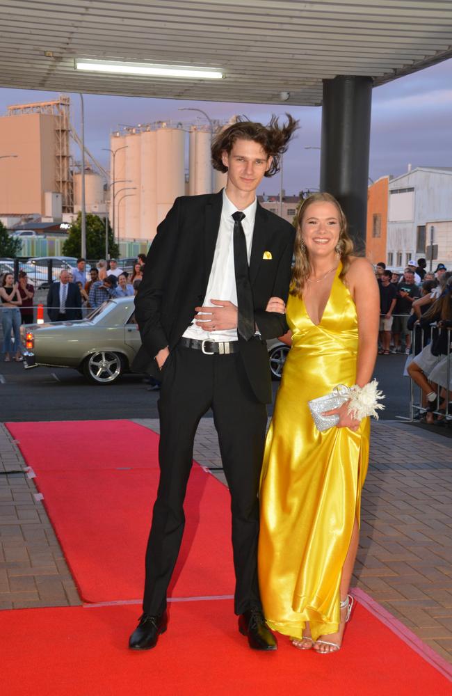 Toowoomba school formals. At the 2023 St Ursula's College formal is graduate Jasmine Lewis with her partner. Picture: Rhylea Millar