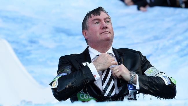 Collingwood president Eddie McGuire taking part in Big Freeze 2. Picture: AAP