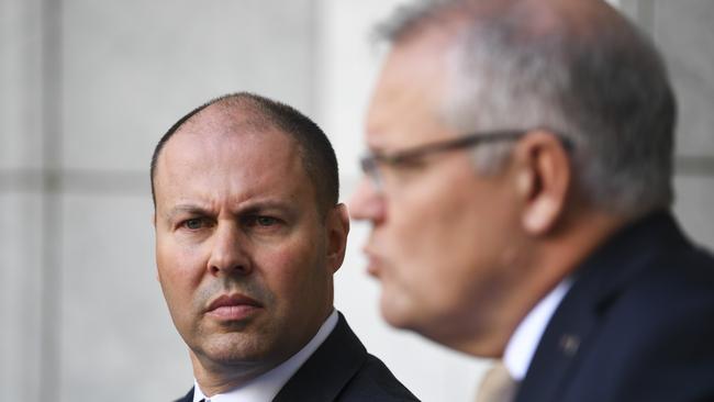 Josh Frydenberg and Scott Morrison’s first rescue package was only of marginal help, so they must try again. Picture: AAP