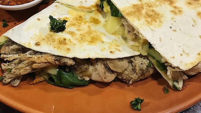 Le Souk’s folded flatbread filled with tender chicken