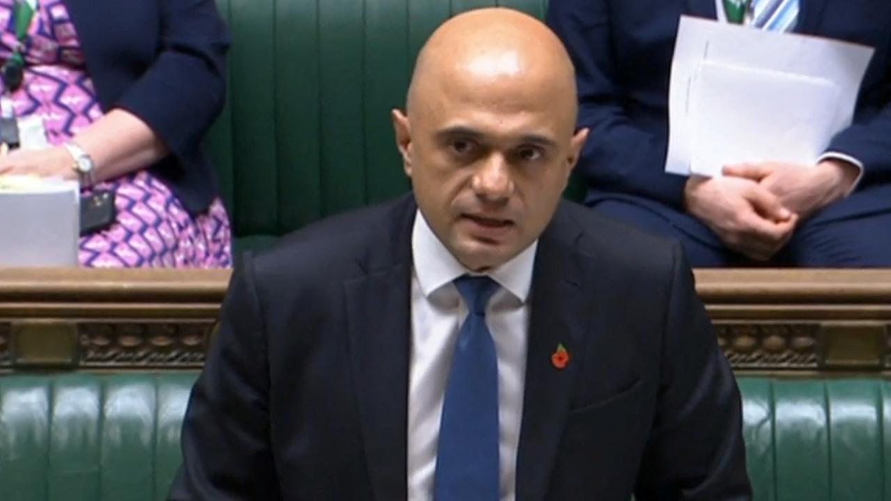 A video grab from the UK parliament shows Britain's Health Secretary Sajid Javid.