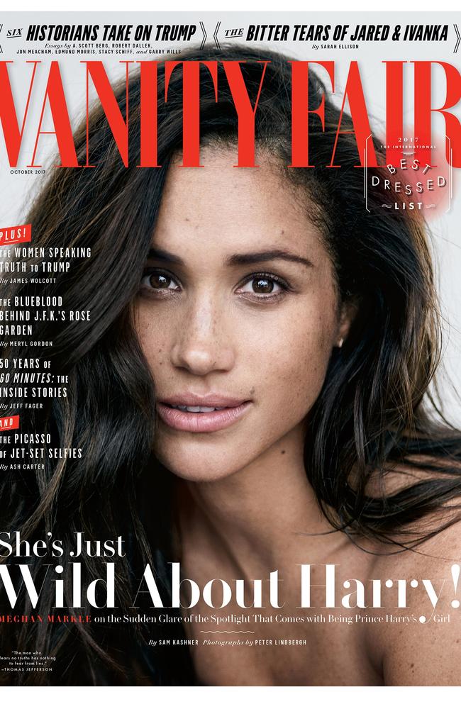 Meghan Markle poses for Vanity Fair's October 2017 cover shoot. Picture: Peter Lindbergh for Vanity Fair