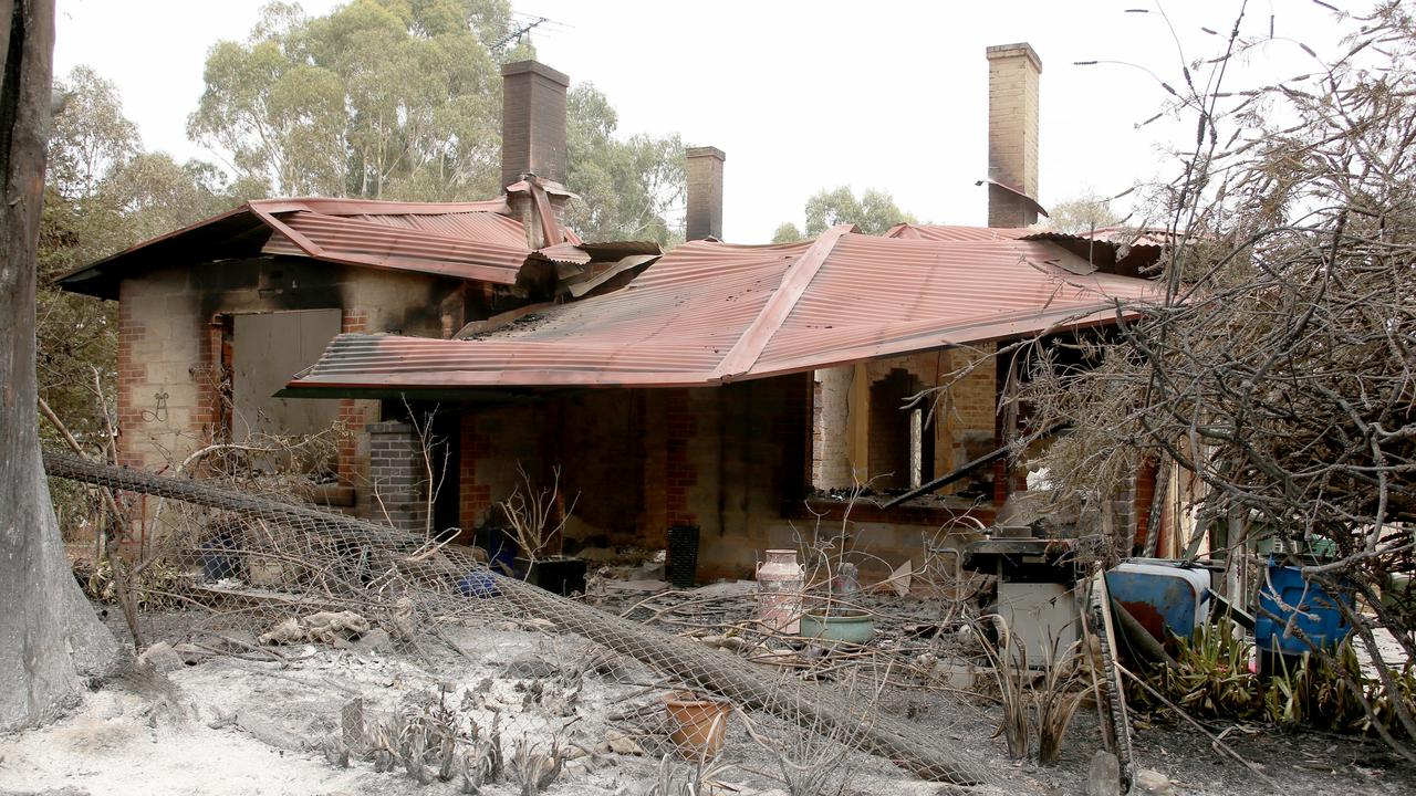 A home destroyed at Woodside in the 2019 Cudlee Creek fires. Picture: AAP / Kelly Barnes