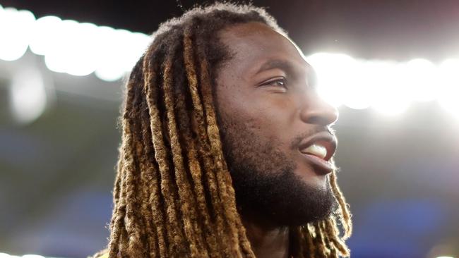 PERTH, AUSTRALIA - SEPTEMBER 05: Nic Naitanui of the Eagles celebrates during the 2019 AFL First Elimination Final match between the West Coast Eagles and the Essendon Bombers at Optus Stadium on September 05, 2019 in Perth, Australia. (Photo by Michael Willson/AFL Photos via Getty Images)