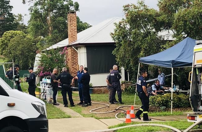 Police, Fire and Rescue NSW, Hazmat and Ambulance are attending the scene. Picture: Daniel Zautsen