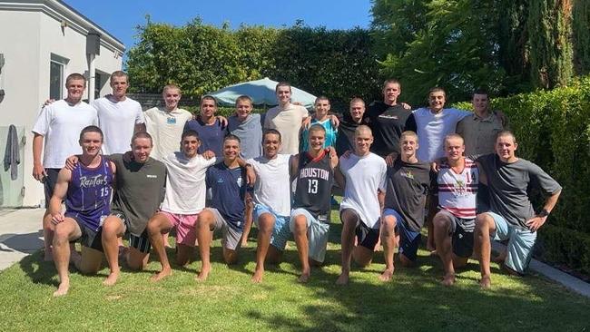 PAC's senior rowing squad after shaving their heads. Picture: Supplied