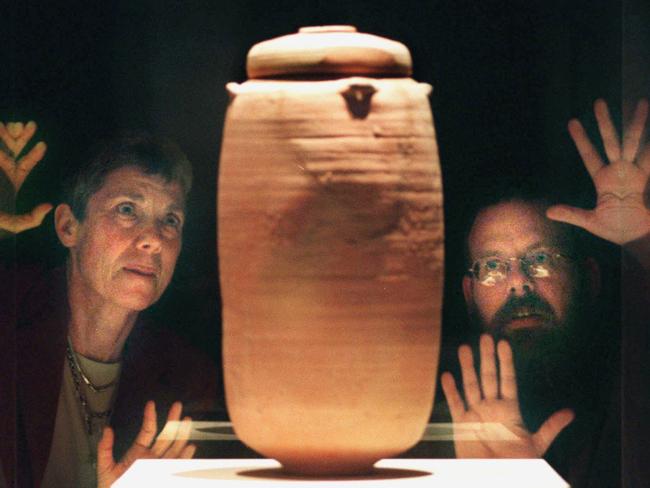 Object of awe ... one of the clay jars used to hold the scrolls found in the Dead Sea caves. Source: National Gallery of Victoria.