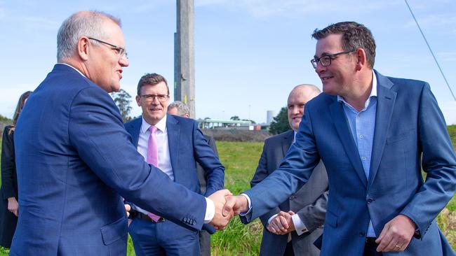 Prime Minister Scott Morrison and Victorian Premier Daniel Andrews. Picture: Mark Stewart