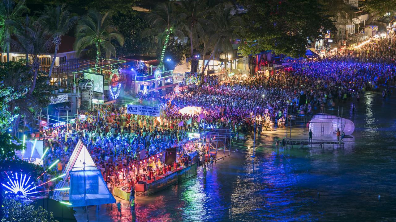 The famous outdoor Full Moon Party at the public Haad Rin Beach on the Island Koh Phangan in South Thailand. Picture: iStock