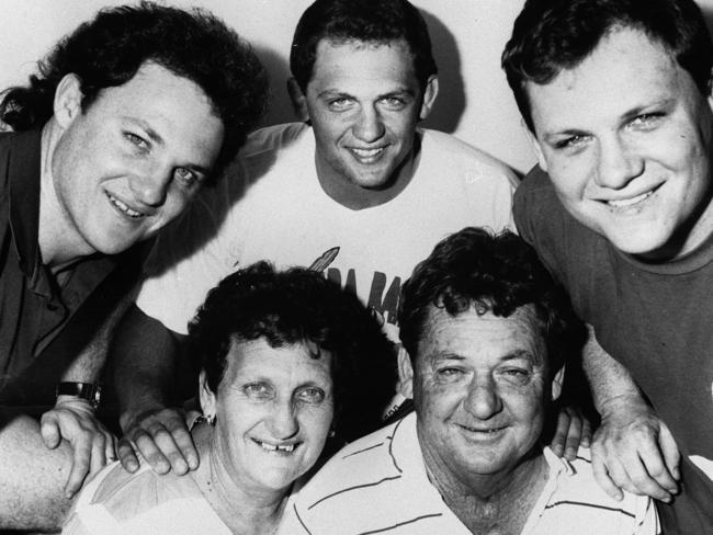 The Walters family. Twins Kerrod (left) and Kevin (right) with mum and dad Sandra and Kevin (front) and brother Steve (centre back). Picture: Supplied