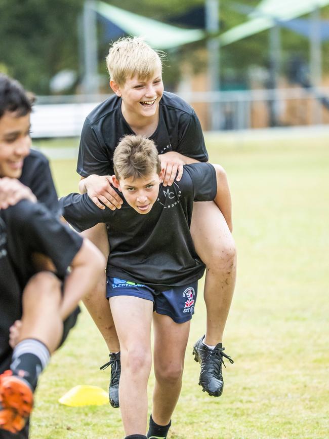 Jamie Lennard and Riley Horn from Brighton Roosters at the Michael Crocker AcademyPicture: Richard Walker