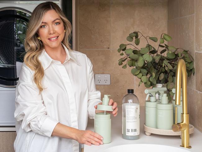 Social media content creator Cindy Mead has launched her new business, AmÃ©li Home, with a collection of refillable vessels designed to reduce single-use plastics in the home. Picture: Supplied