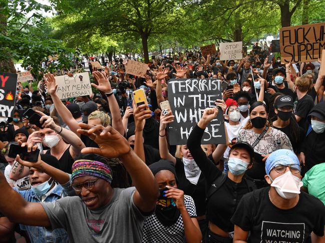 Protesters gather outside the White House in Washington, DC. Picture: AFP