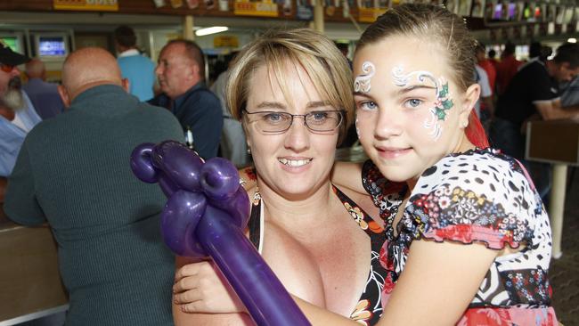 Meagen Dyball with her daughter Kimberley at the Ipswich Turf Club for 2009 New Year’s Eve celebrations. Picture: Sarah Harvey