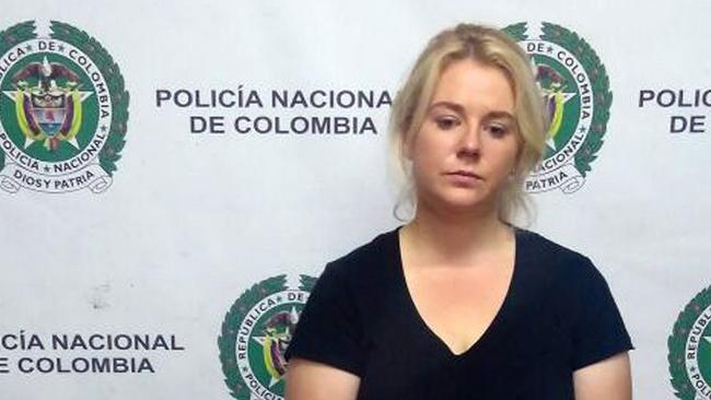 Cassandra Sainsbury was allegedly caught with cocaine by Colombian authorities after a tip off from the US Drug Enforcement Agency. Picture: EPA/Colombian Anti-narcotics Police