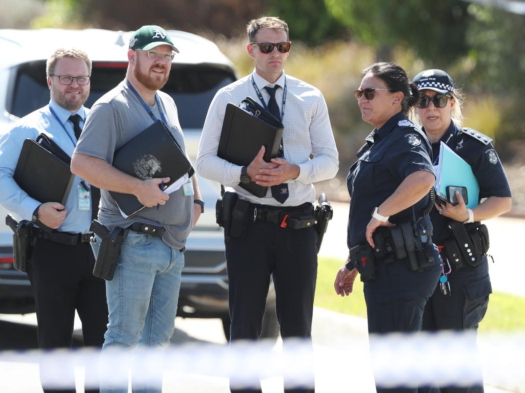 Detectives at the playground on Tuesday. Picture: David Crosling