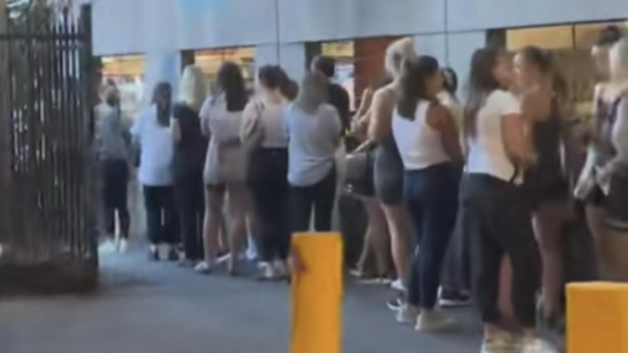 Bargain hunters and fashion fans queue in Prahran at 7am on Friday, February 17 to get into the Henne warehouse sale. Henne is the fashion brand part owned by Nadia Bartel. Picture: TikTok/Supplied