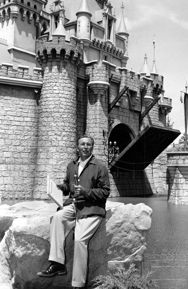 Walt Disney outside the Sleeping Beauty Castle on Disneyland in Anaheim’s opening day in 1955.