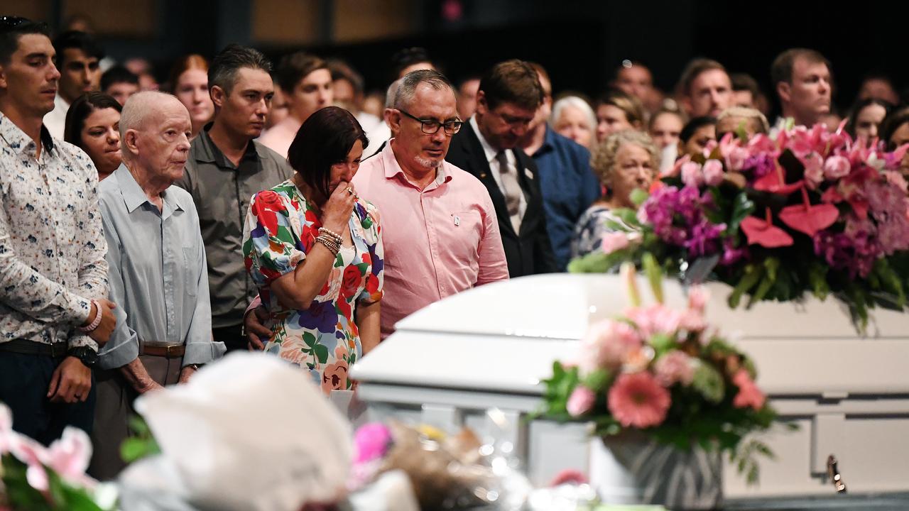 Mourners at the funeral for Hannah Clarke and her three children. Picture: Dan Peled/AAP