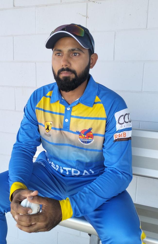 Smit Raval was a standout with the ball for the Darwin Cricket Club in their Round 2 match against Tracy Village in the 2024 Darwin and District Cricket Season. Picture: Ian Butterworth