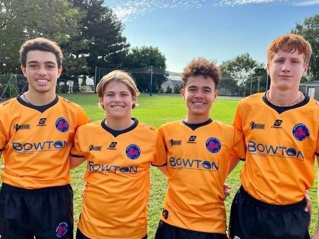 CQ Bushrangers under-14s: Sangwani Chinula (left), Thomas Jacques, Noah Cody, Johnny Ziegler. Picture: Supplied.