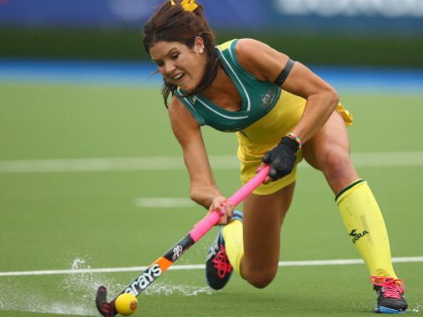 GLASGOW, SCOTLAND - JULY 24: Anna Flanagan of Australia shoots at goal during the Women's preliminary match between Australia and Malaysia at Glasgow National Hockey Centre during day one of the Glasgow 2014 Commonwealth Games on July 24, 2014 in Glasgow, United Kingdom. (Photo by Mark Kolbe/Getty Images)
