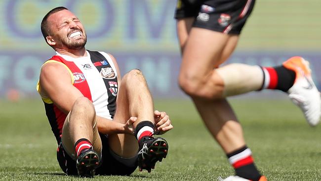 Captain Jarryn Geary was hurt again in his first game back from injury.