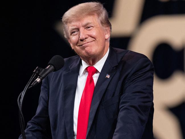 (FILES) In this file photo taken on July 11, 2021 Former US President Donald Trump speaks at the Conservative Political Action Conference (CPAC) in Dallas, Texas. - Former US president Donald Trump will provide commentary for the upcoming fight between former world heavyweight champion Evander Holyfield and Brazilian mixed martial arts star Vitor Belfort, the digital channel that will stream the bout announced on September 8, 2021. (Photo by Andy JACOBSOHN / AFP)