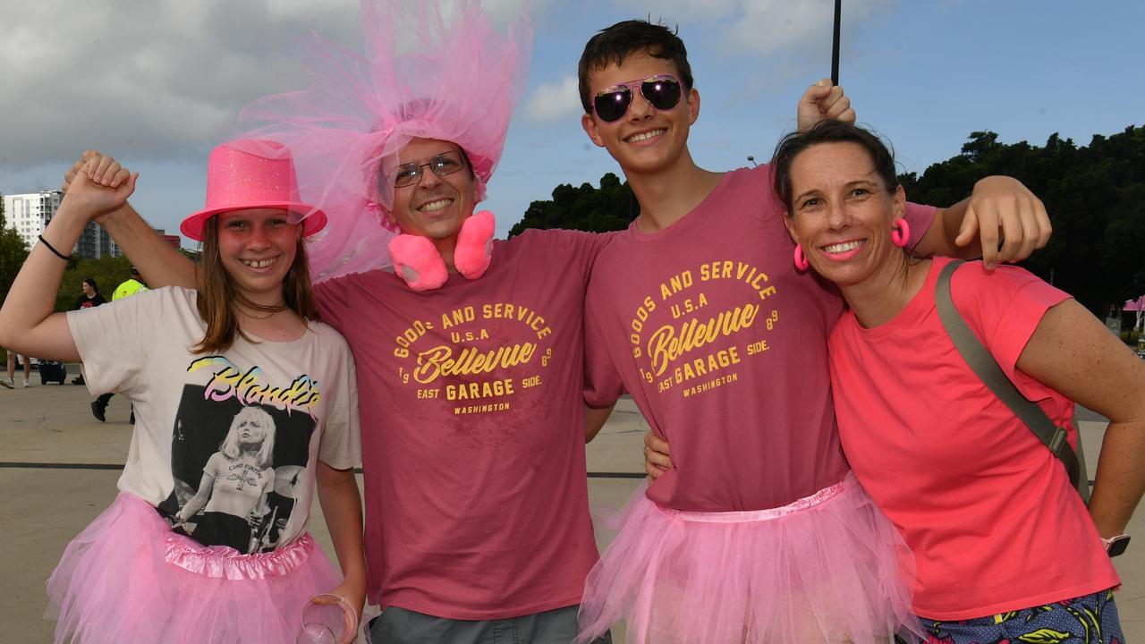 Socials at Pink convert at Townsville's Queensland Country Bank Stadium. Anika, Gus, Oliver and Natasha Magalhaes. Picture: Evan Morgan