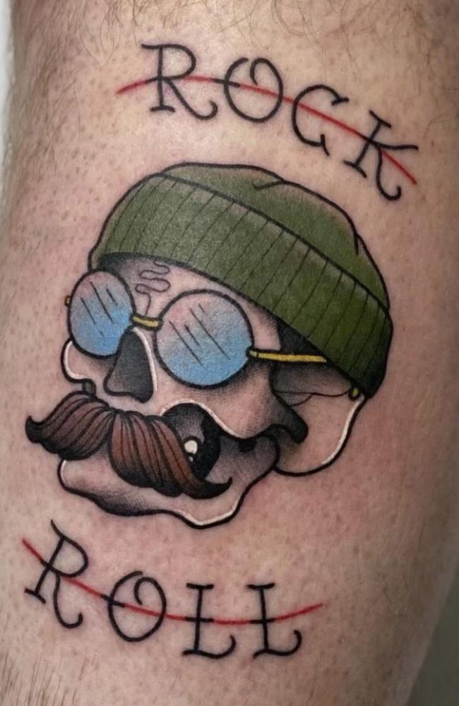 Rock and roll may never die but the appeal of this tatt could fade in time. Picture: Supplied