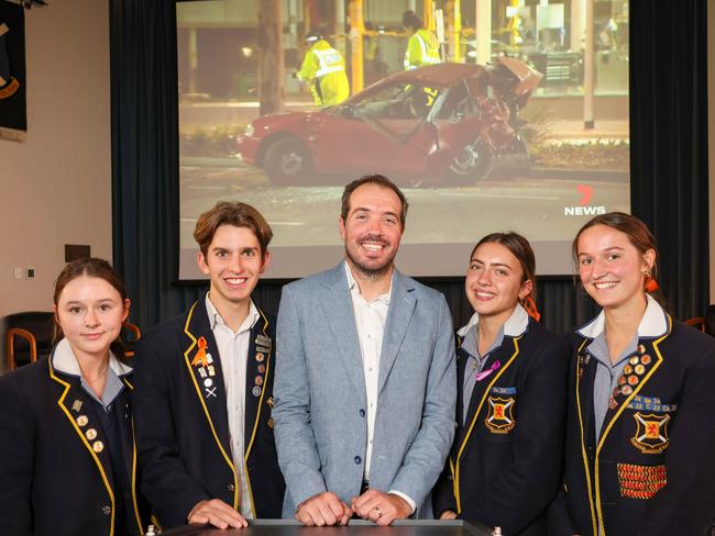NEWS ADVBen Hyde returns to old school to share his documentaryEmma Calder 16 year 11, Jake Prior 16 year 11,Ava Vartuli 16 year 11 & Charlotte Evans 16 year 11Image/Russell Millard Photography