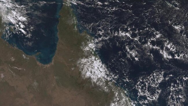 A satellite image taken on Saturday morning showing cloud over parts of Far North Queensland. Picture: BOM