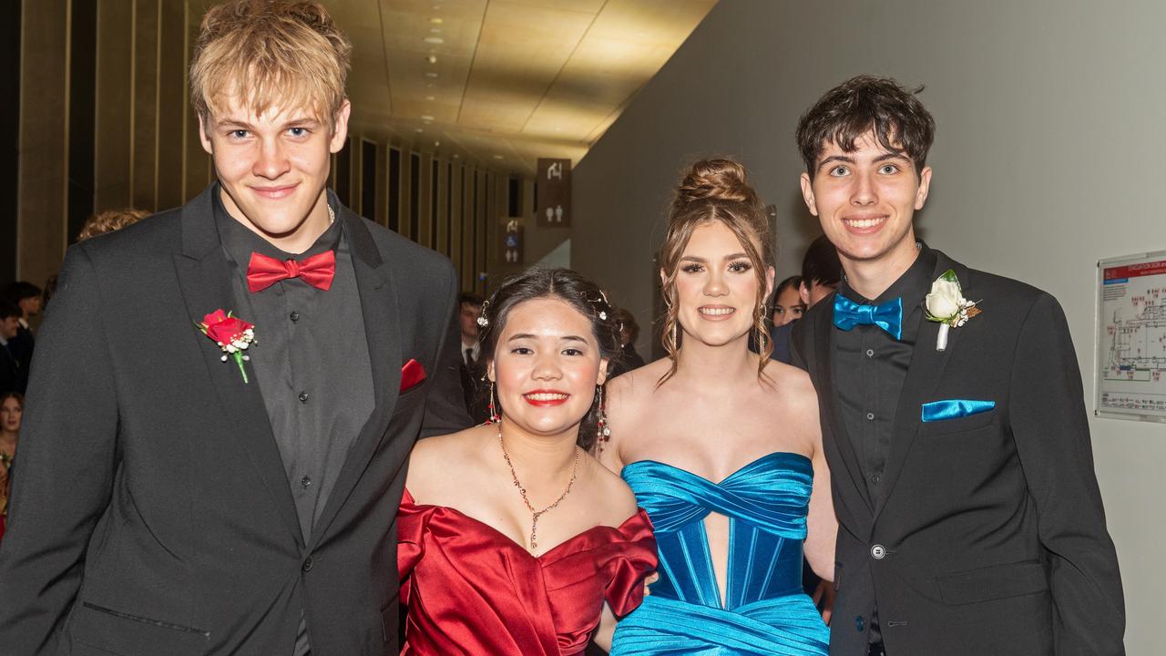 Braeden Smith, Emily li, Jazzie sullivan and Julius Chiaravalloti attending the Year 12 Formal Whitsunday Anglican School Saturday 14 September 2024 Picture:Michaela Harlow