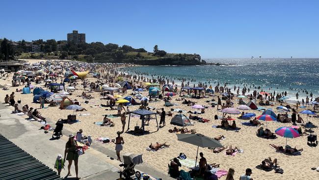 Thousands flock to Coogee Beach to celebrate Australia Day. Picture: Evin Priest