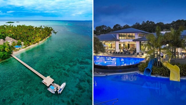 Jean-Michel Cousteau Resort Fiji (left) and RACV Noosa (right). Image: Supplied