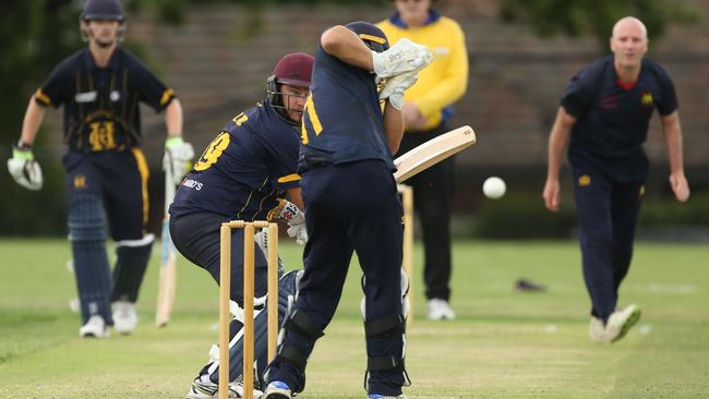 ECA: Heathmont batsman Zack Dent slips it past the wicketkeeper. Picture: Stuart Milligan