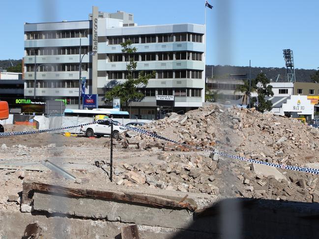 Police have taped off the section where the scaffolding collapsed. Picture: Fiona Killman