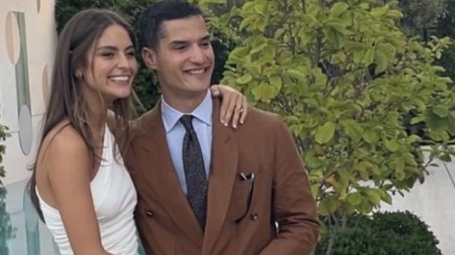 Bella Geminder and Jose Luiz Falk at their engagement party on Saturday. Picture: Instagram