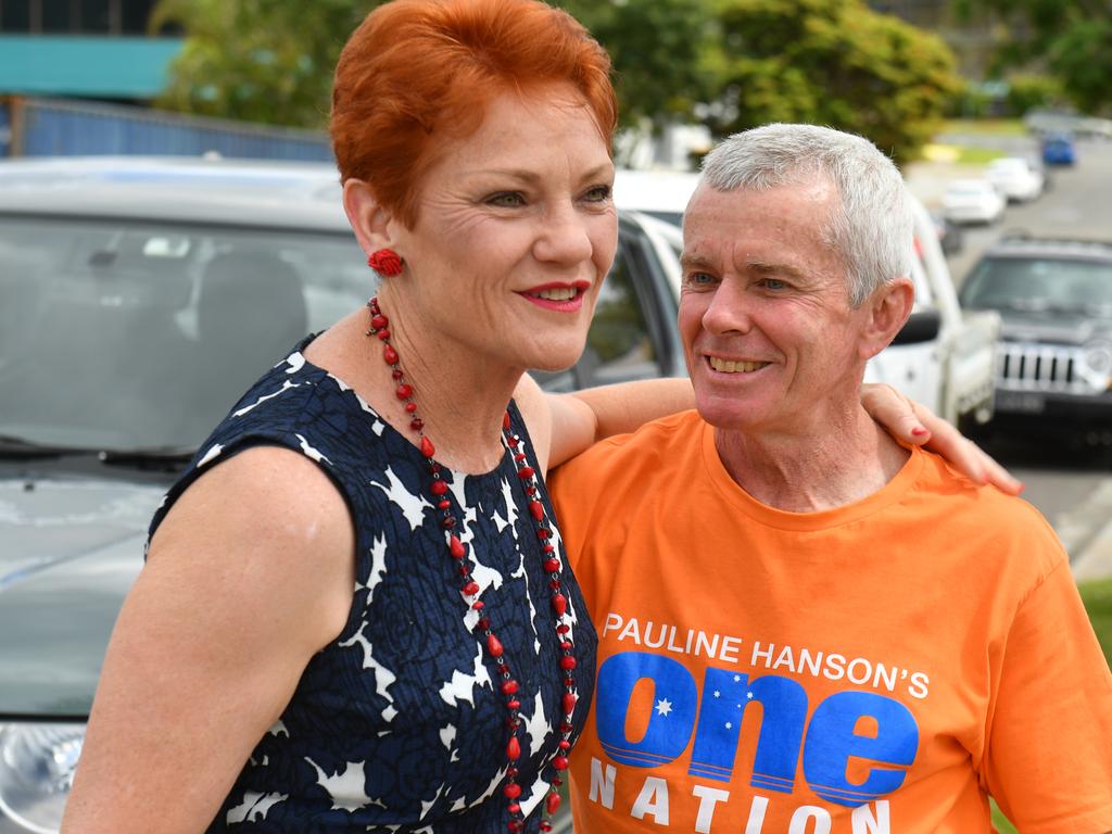 One Nation’s Pauline Hanson and Malcolm Roberts. Picture: Mick Tsikas